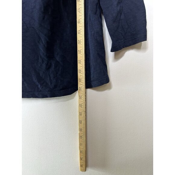Talbots Shirt Women's Navy Blue V Neck Preppy Beach 3/4 Shirt Tee Size Large - Picture 4 of 8